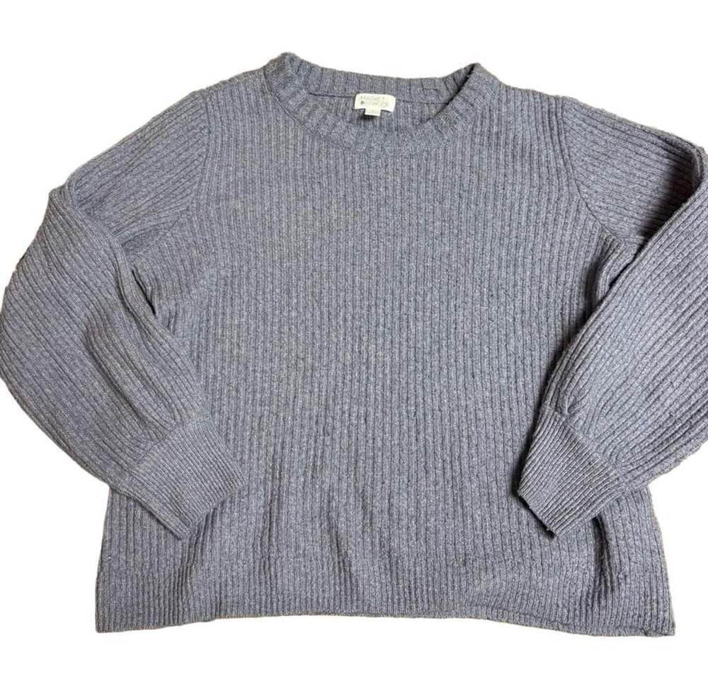 Market & Spruce Women Lilac Ribbed Crewneck Long Sleeve Pullover Sweater Medium